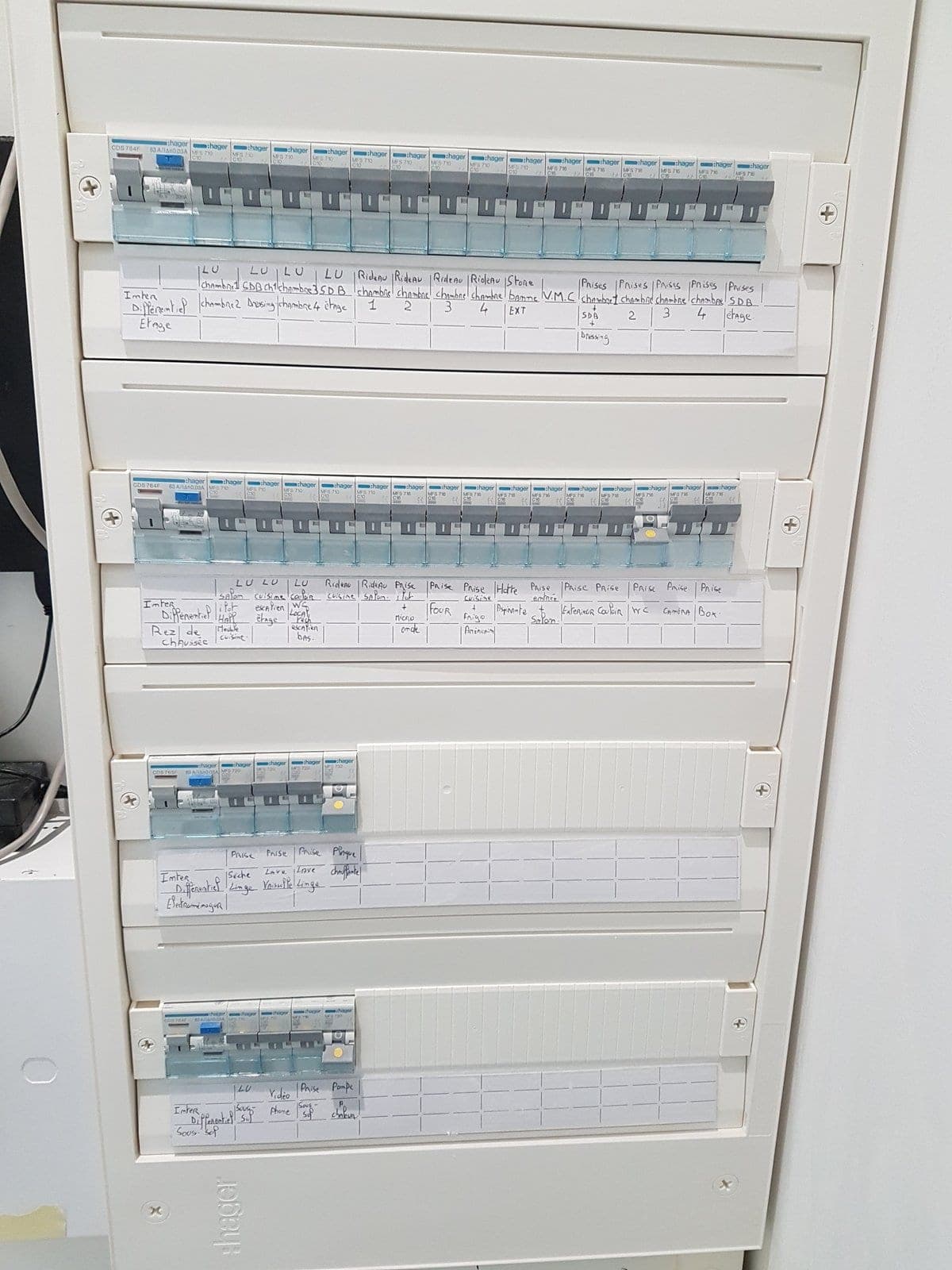 Tableau électrique Hager modulaire avec étiquetage soigné