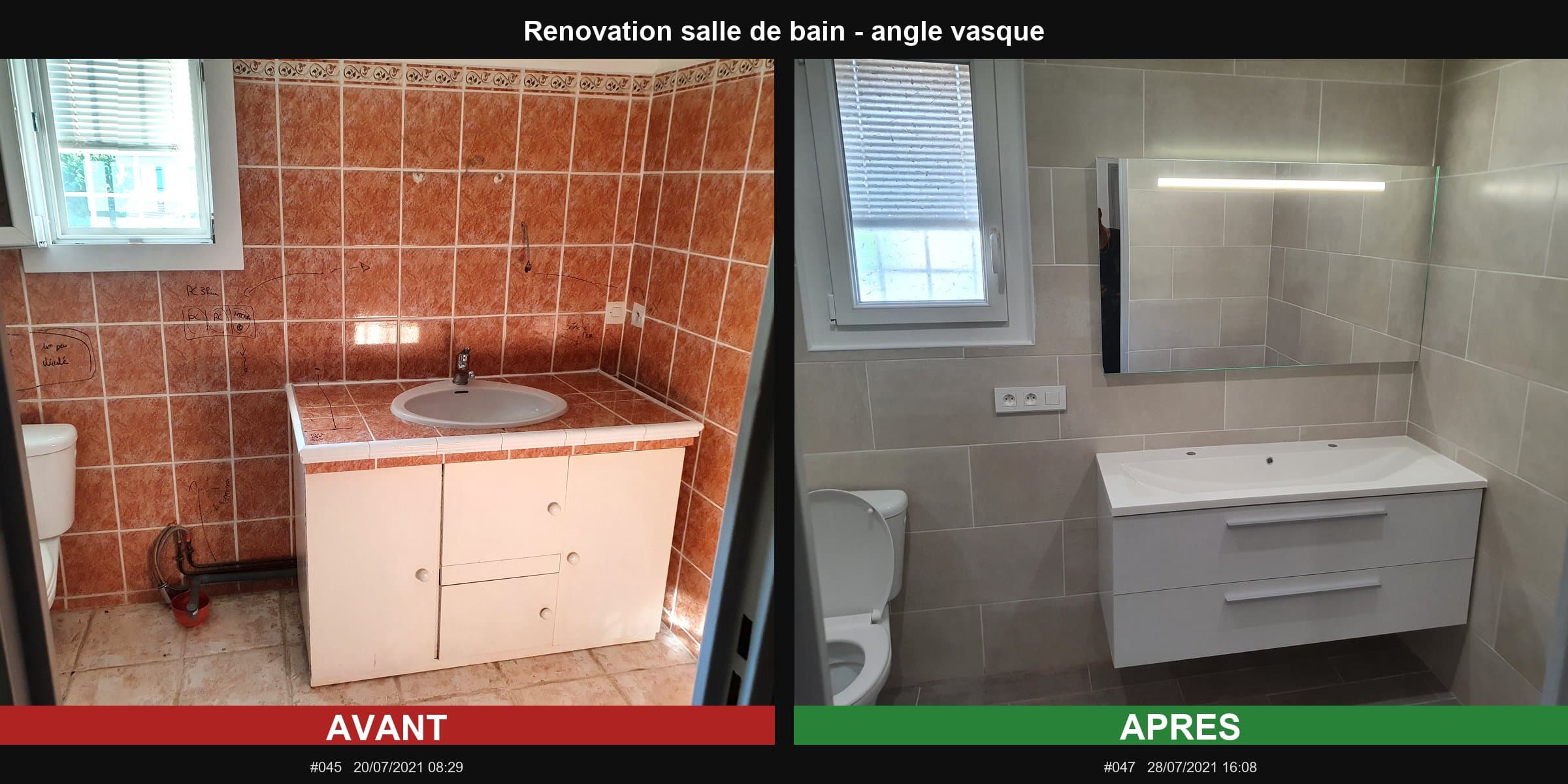 Rénovation salle de bain — angle vasque